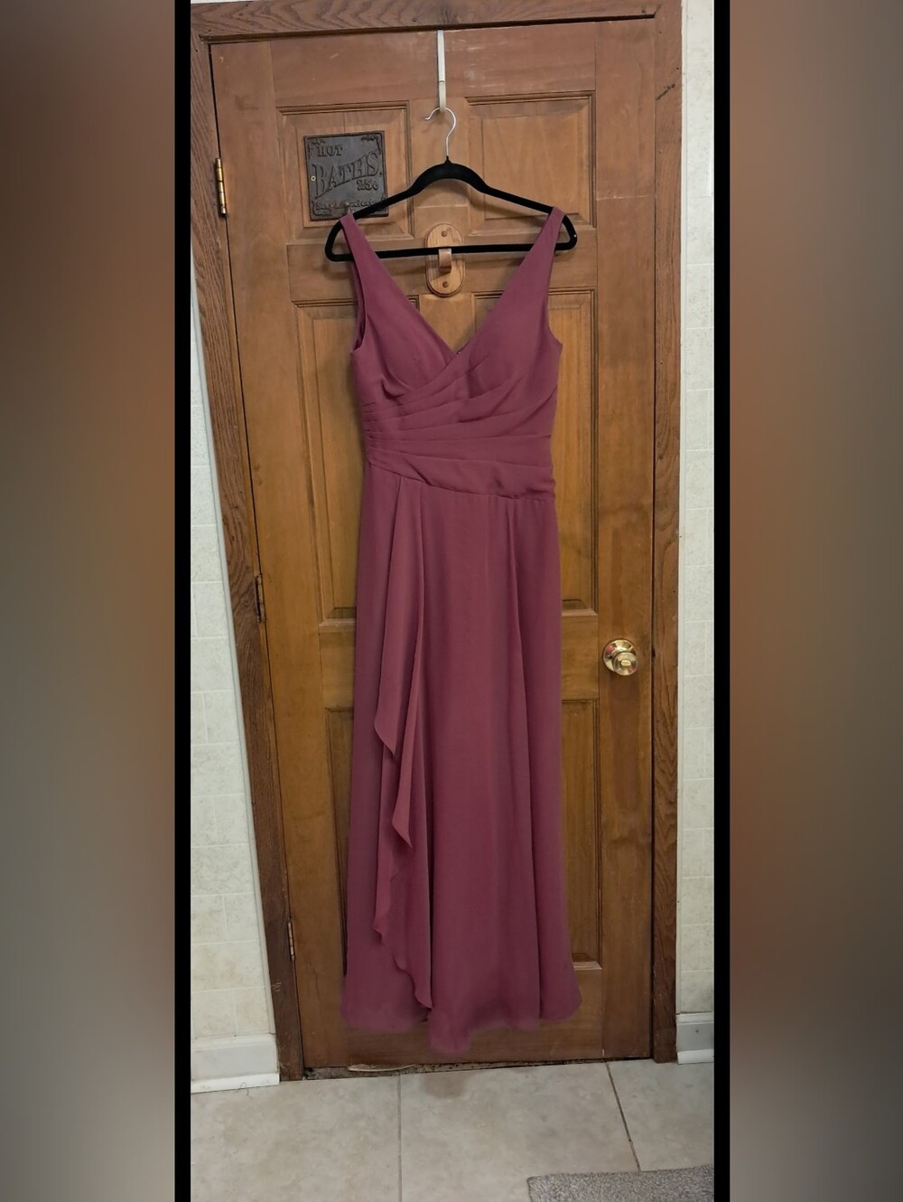 sz 8 Women's Azazie Mauve Sleeveless V-Neck Maxi Dress Like New